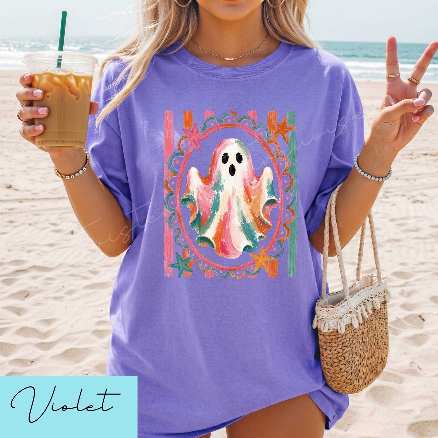 Bright Summer Ghost Halloween Unisex DTG T-shirt
