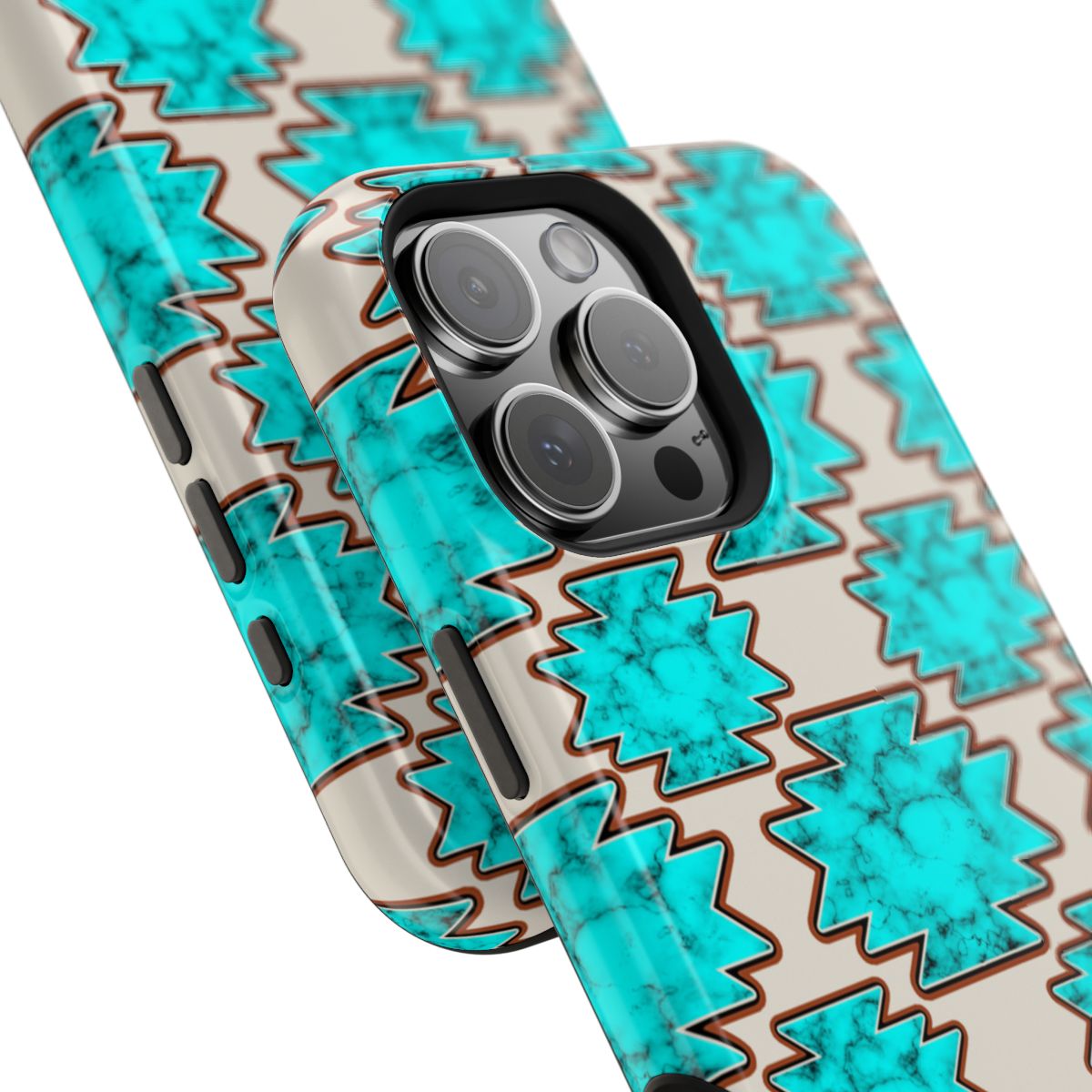Turquoise Marble Aztec Western Tough Magnetic Mobile Phone Case
