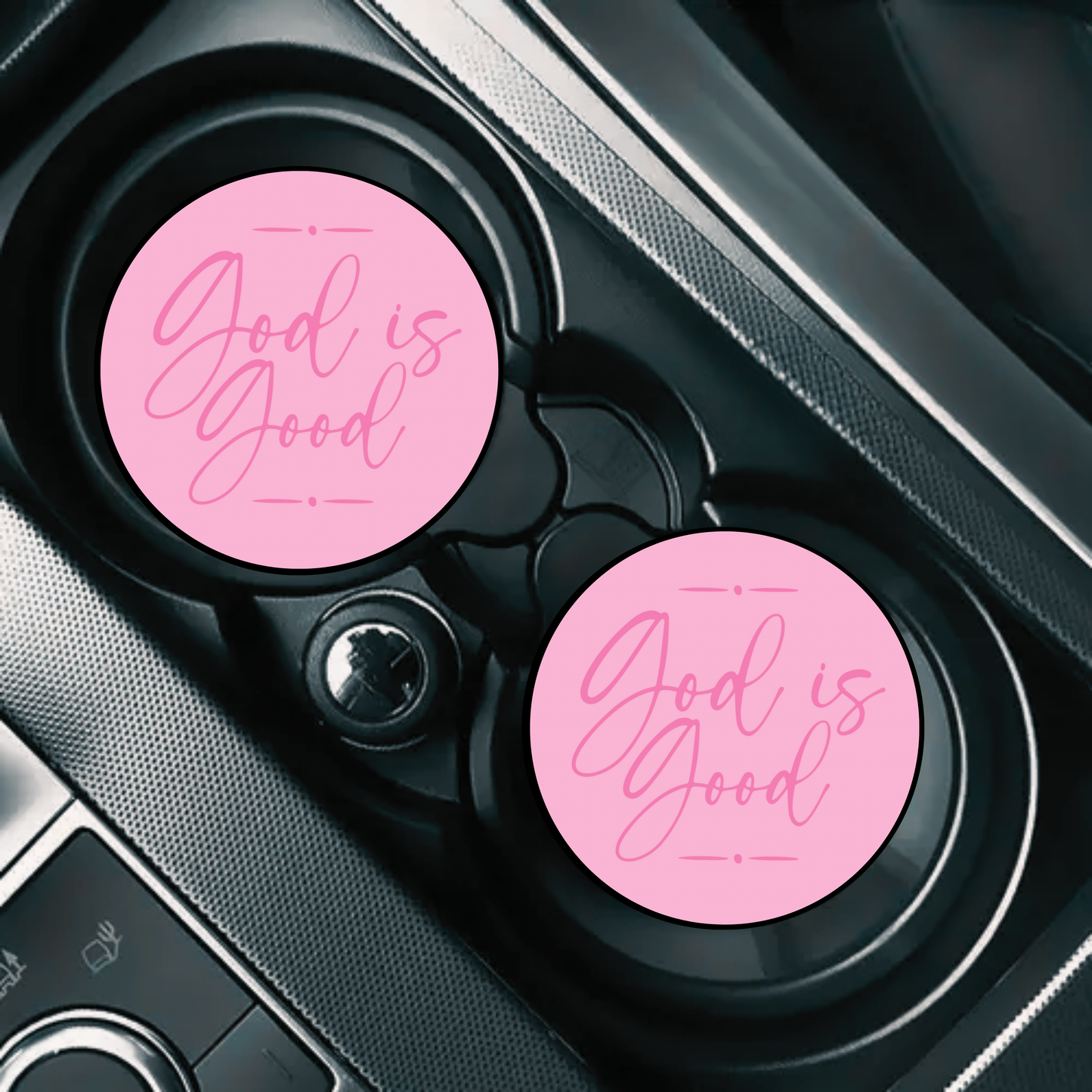 Pink God Is Good Car Coasters