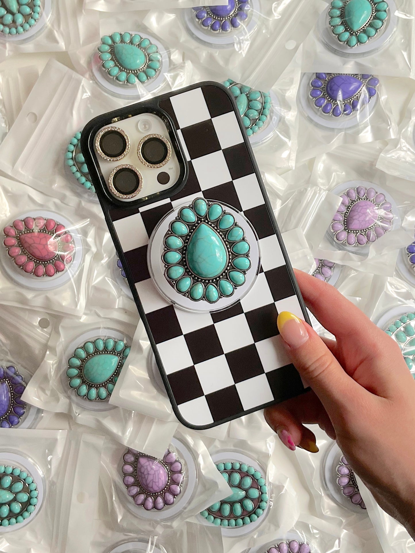 Turquoise Teardrop Western Concho Magnetic/Adhesive Phone Grip