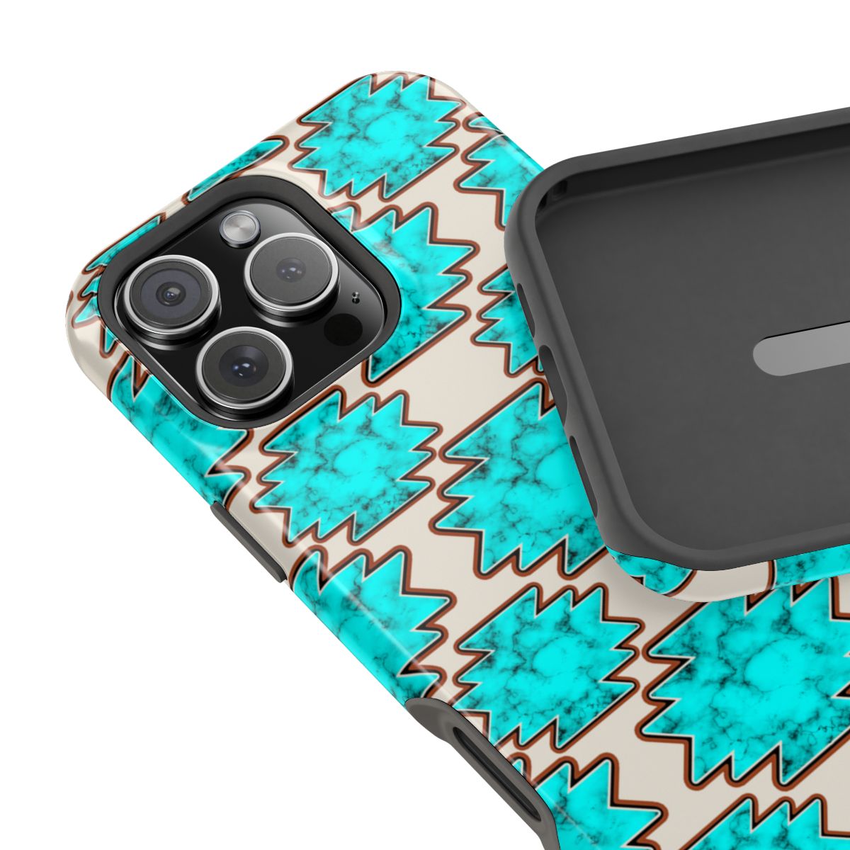 Turquoise Marble Aztec Western Tough Magnetic Mobile Phone Case