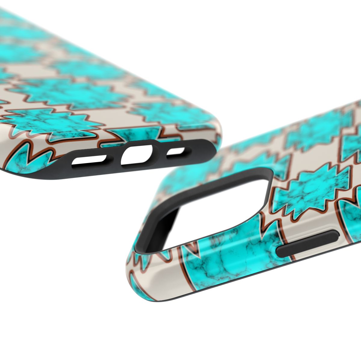 Turquoise Marble Aztec Western Tough Magnetic Mobile Phone Case