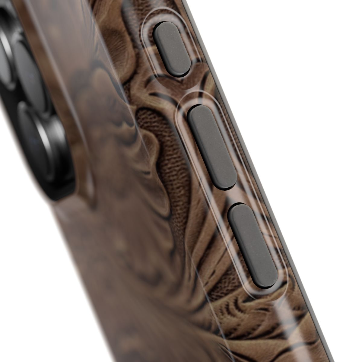 Faux Brown Tooled Leather Tough Magnetic Phone Case