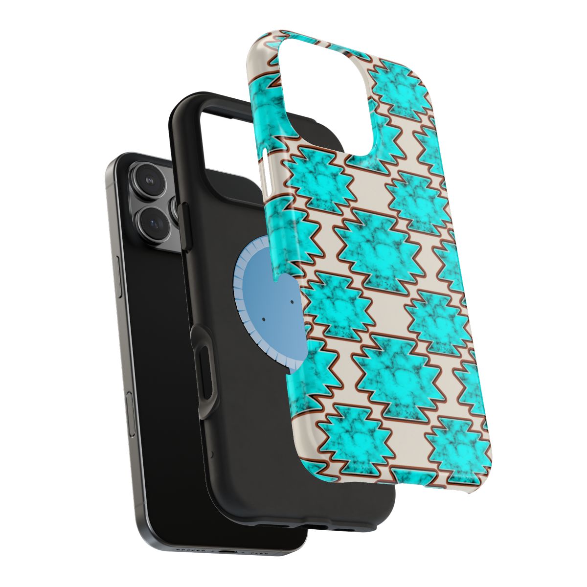 Turquoise Marble Aztec Western Tough Magnetic Mobile Phone Case