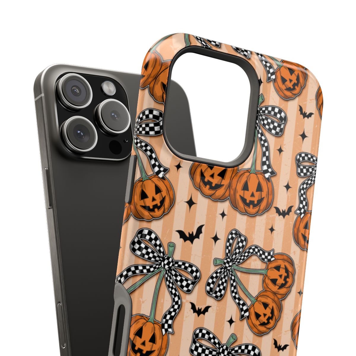 Pumpkin Checkered Cherries Halloween Tough Magnetic Mobile Phone Case