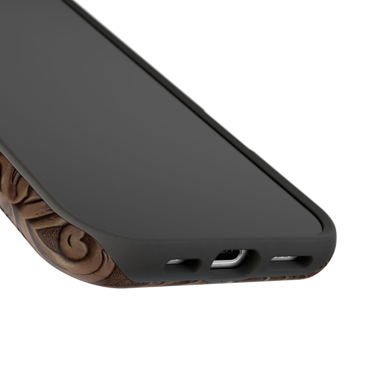 Faux Brown Tooled Leather Tough Magnetic Phone Case