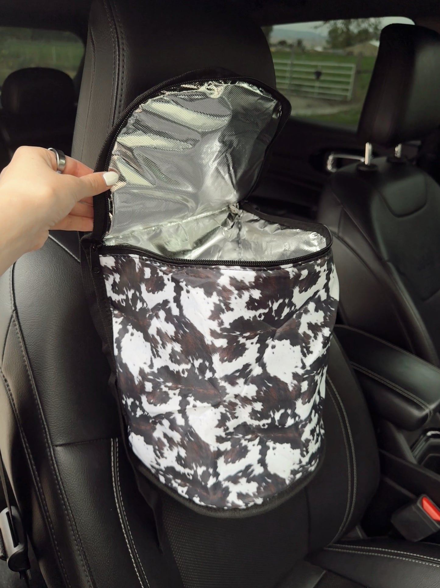 Cowhide Car Trash Can