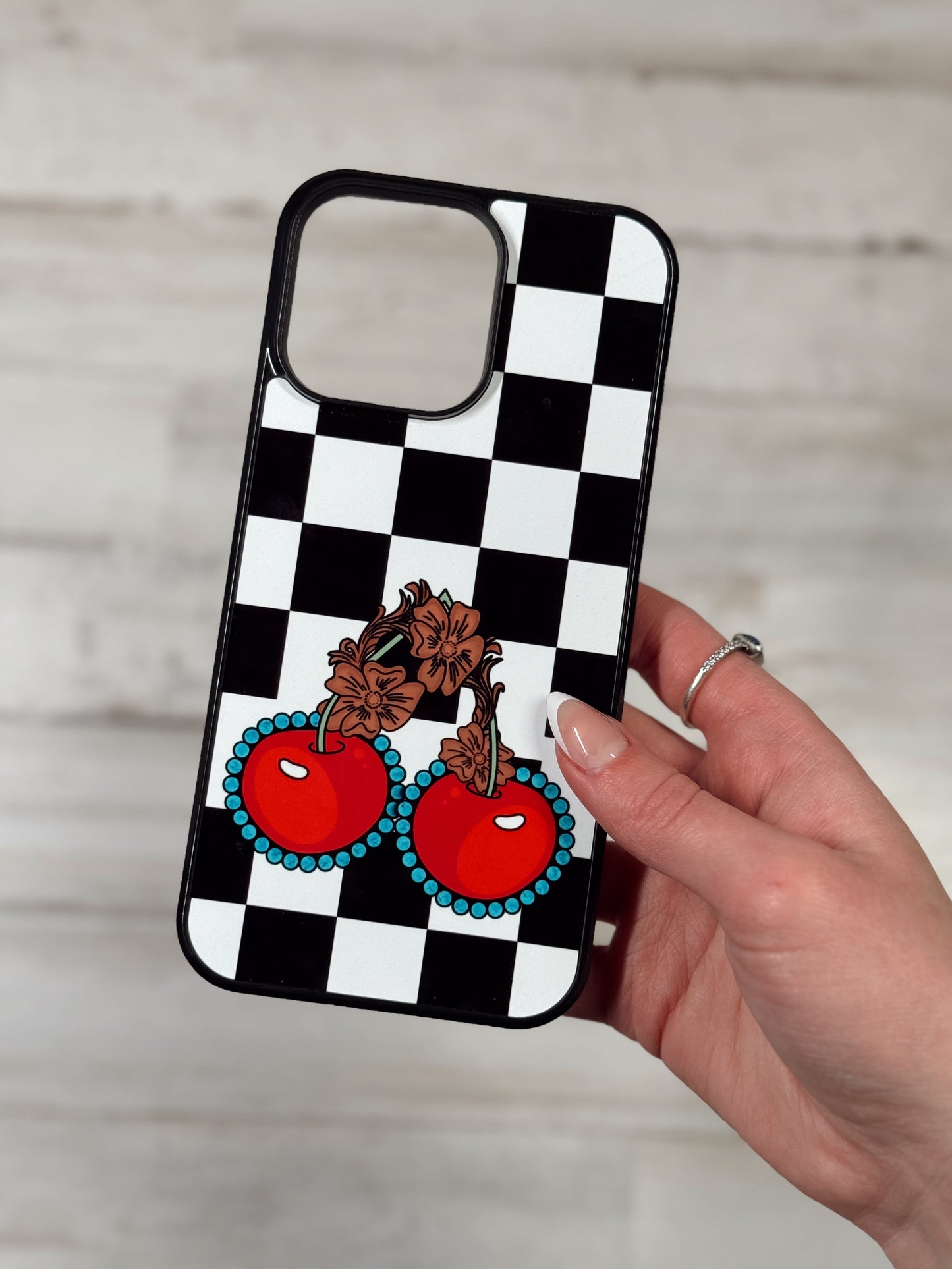 Checkered Cherries Phone Case