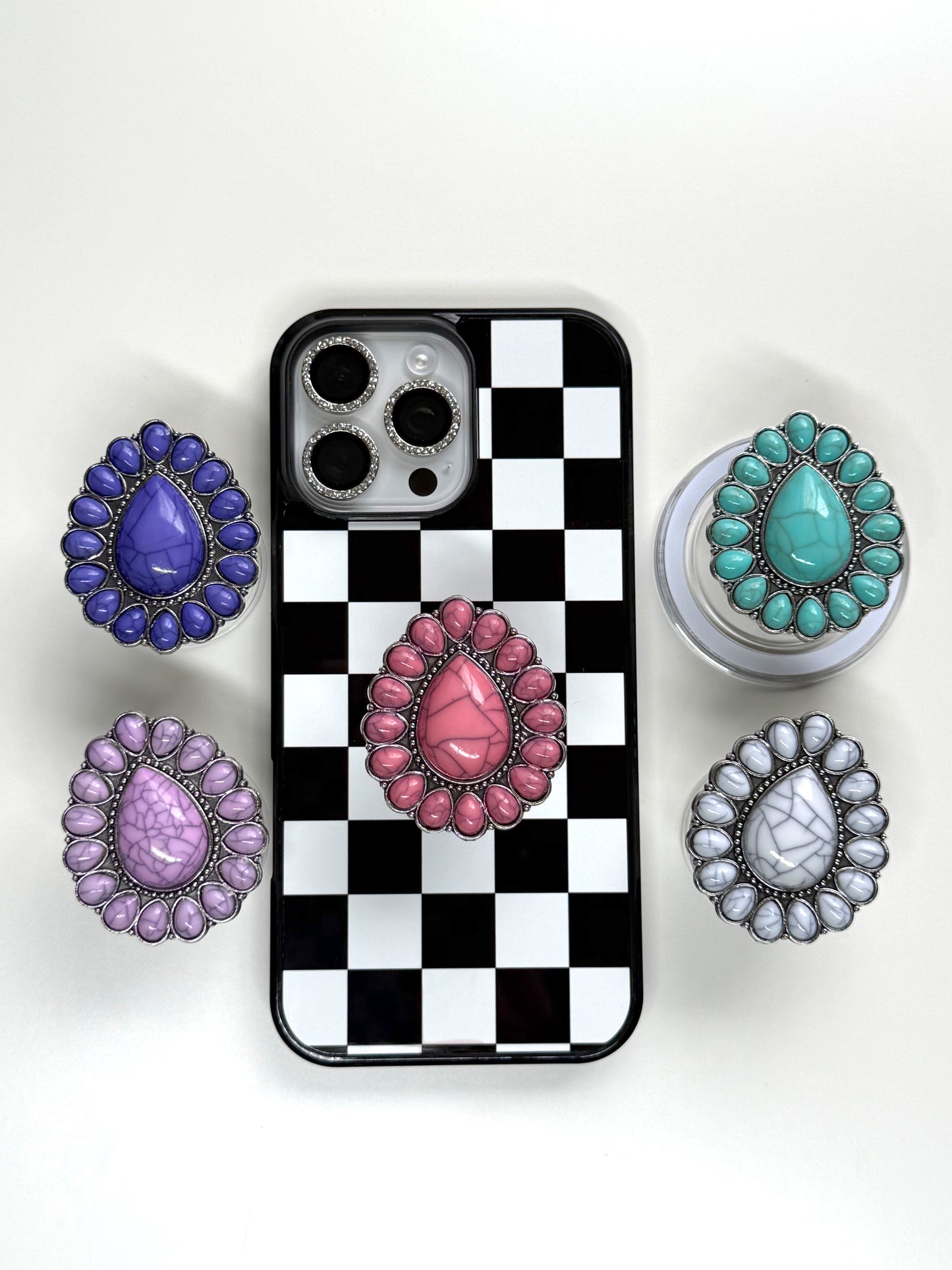 Pink Punch Teardrop Western Concho Magnetic/Adhesive Phone Grip