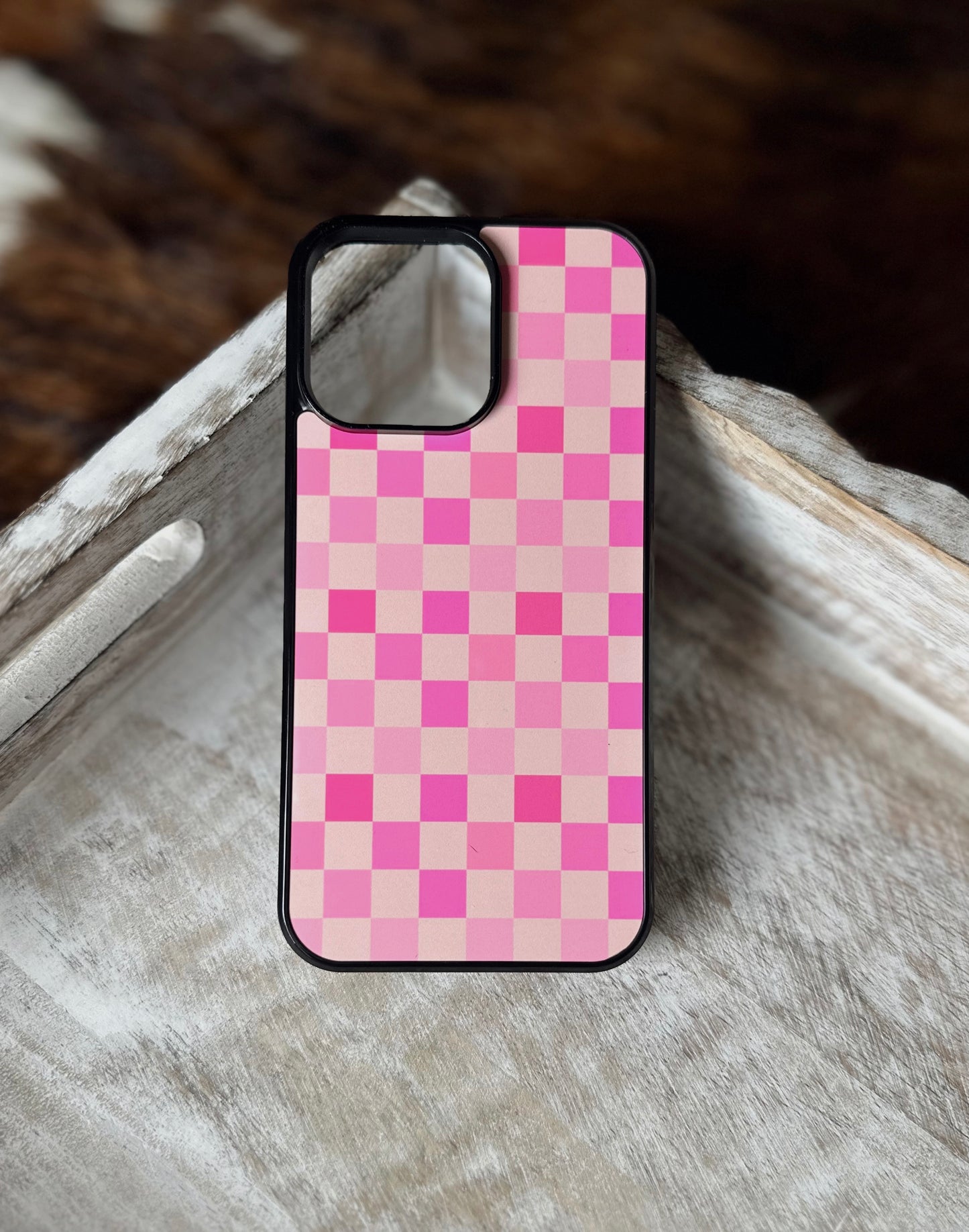 Pink Checkered MagSafe Compatible Phone Case