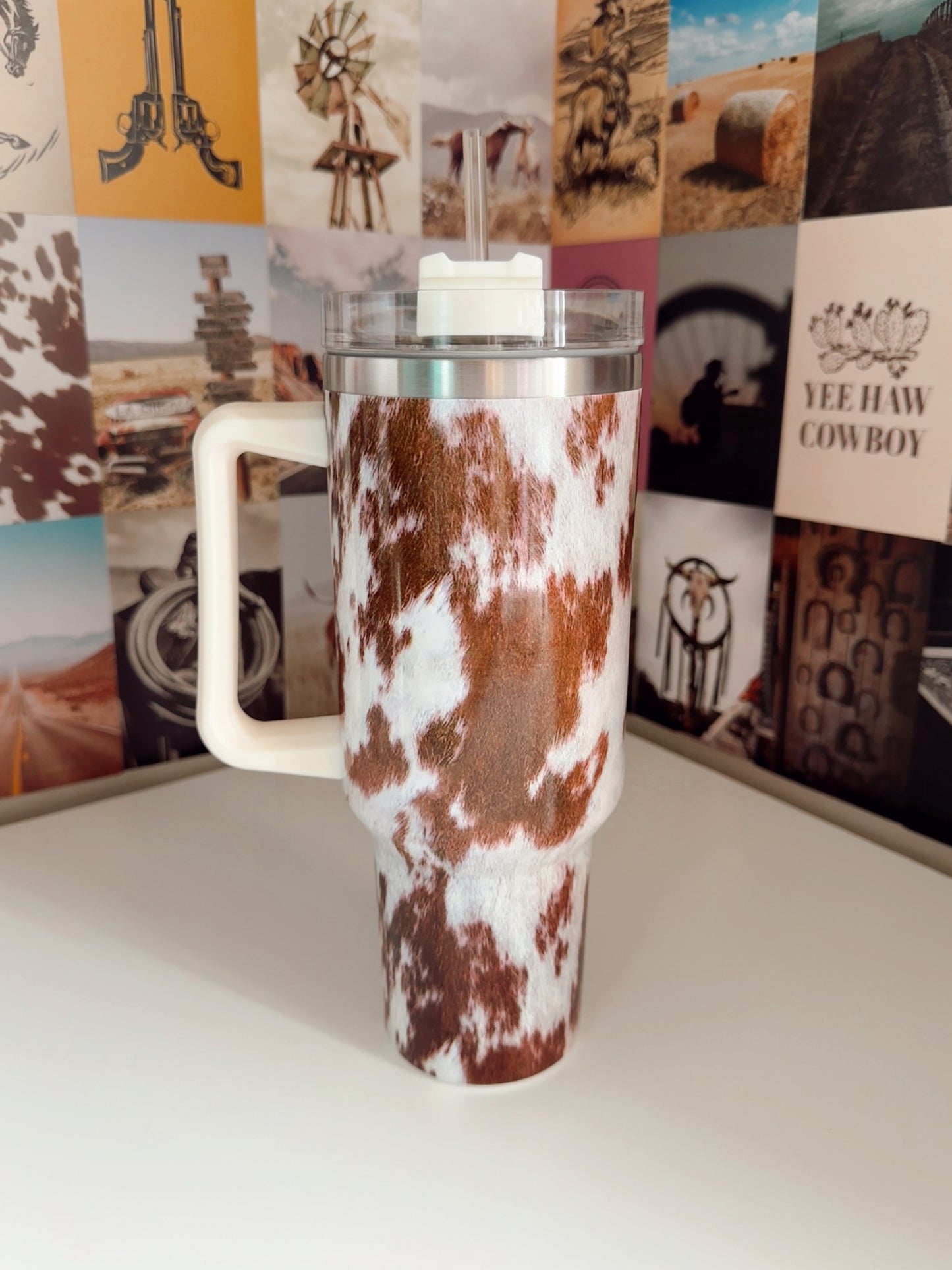 Brown Cowhide 40 oz Tumbler