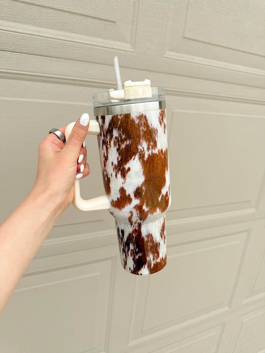 Brown Cowhide 40 oz Tumbler
