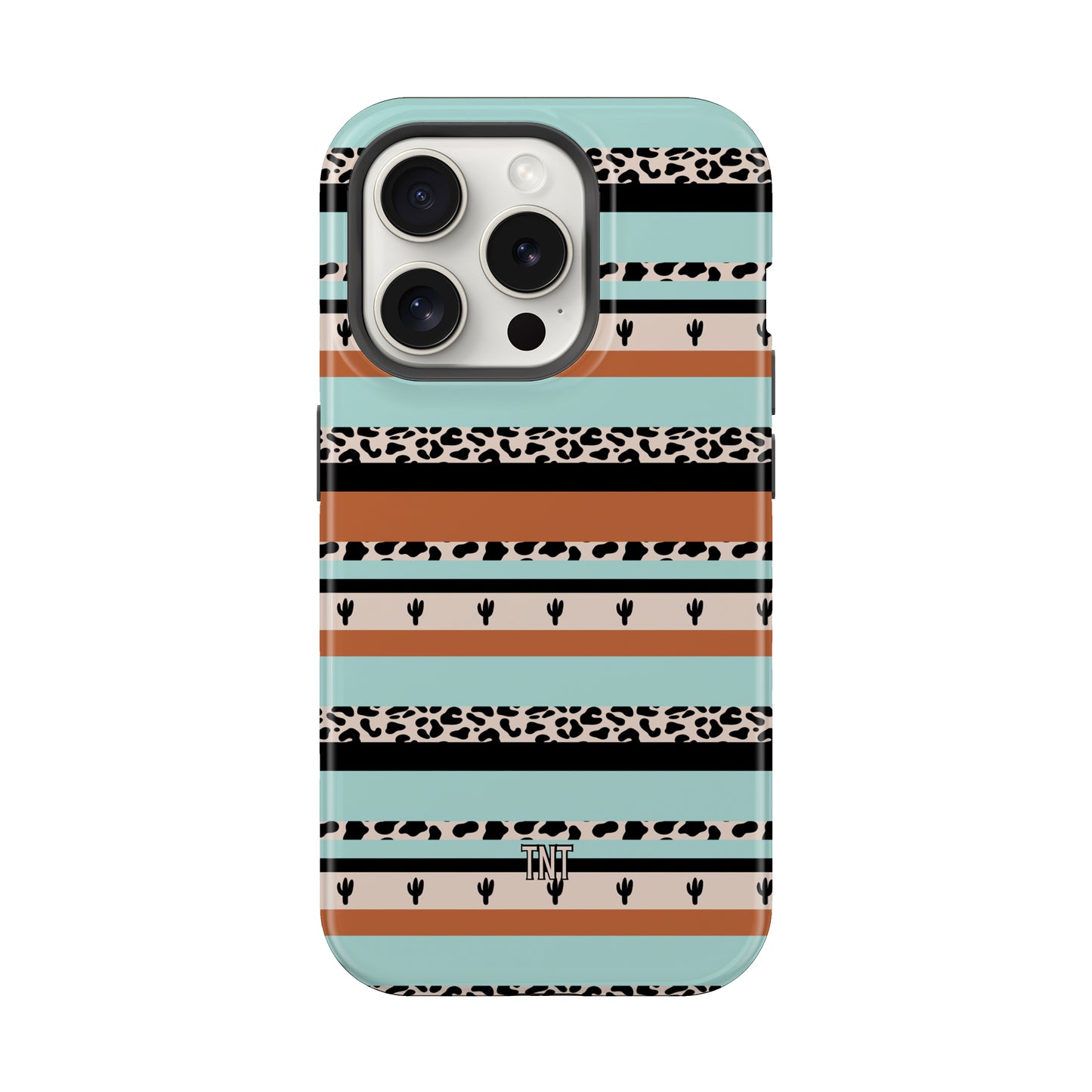 Cactus Leopard Stripes Western Boho Tough MagSafe Phone Case