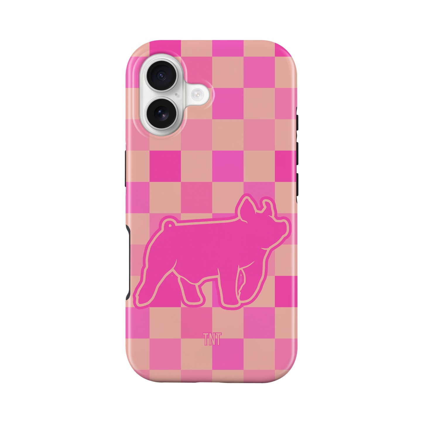 Pink Pig Show Animal Checkered Tough MagSafe Phone Case