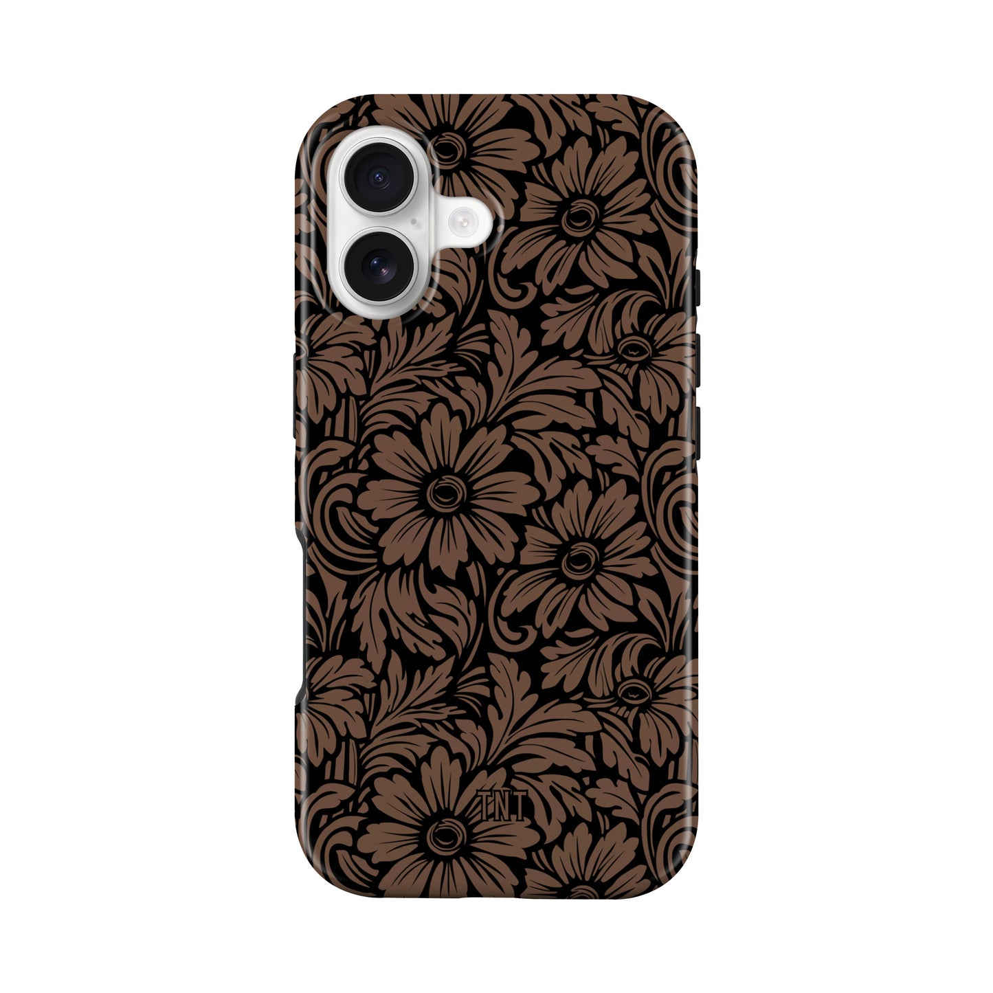 Faux Floral Tooled Leather Tough Magnetic Phone Case
