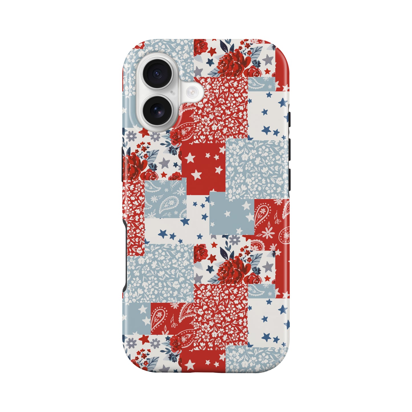 Patriotic Floral Patchwork America July 4th Tough MagSafe Phone Case