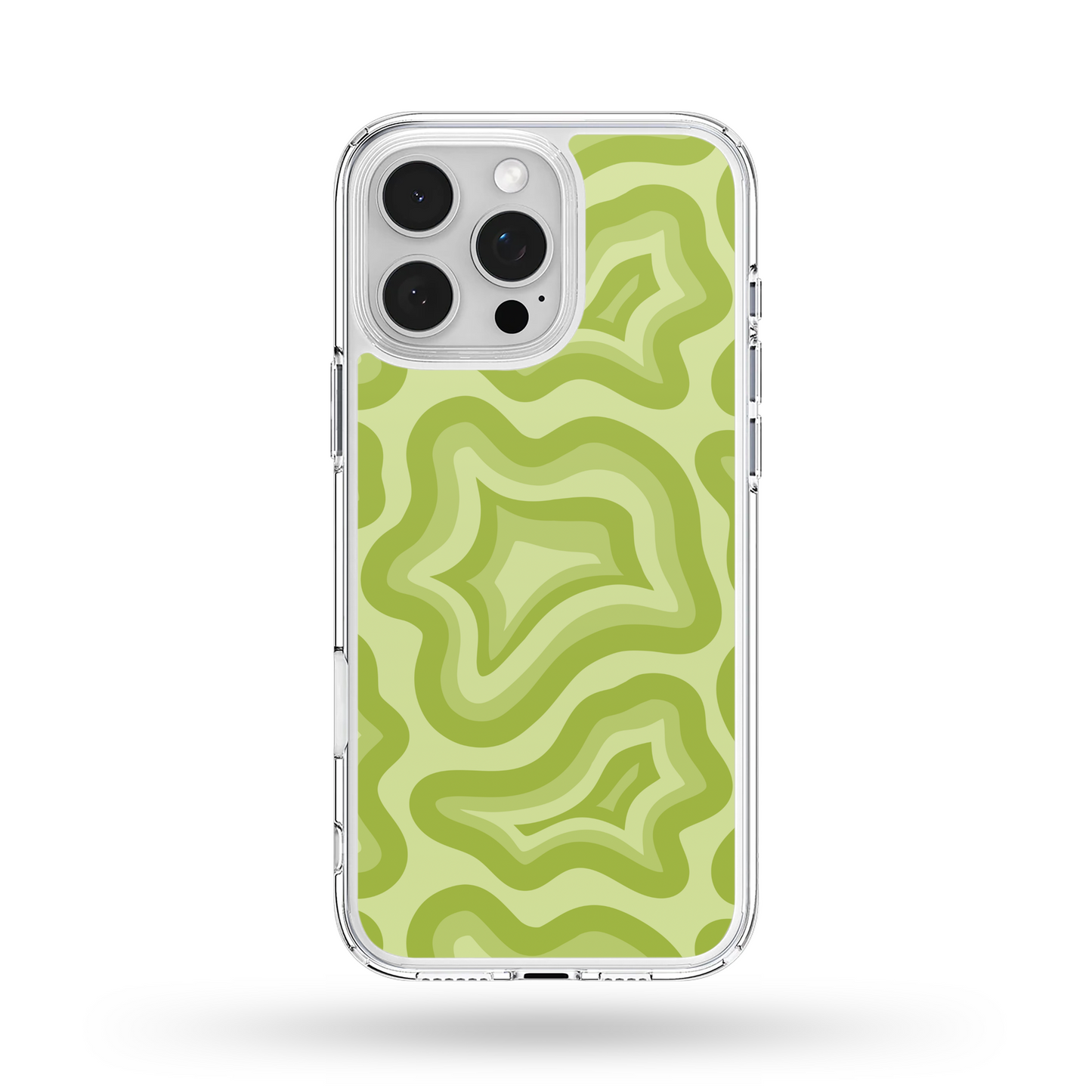 Lime Retro Swirls MagSafe Compatible Phone Case
