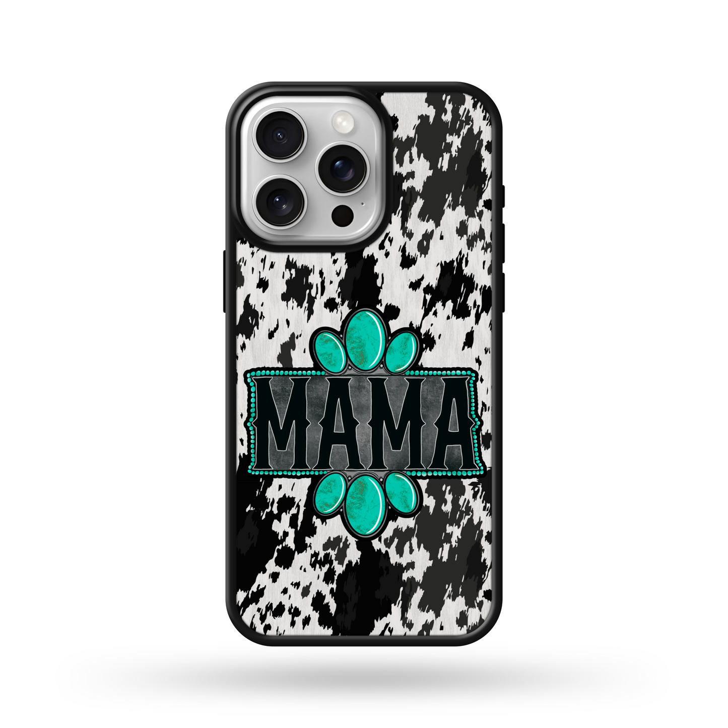 Western Mama Turquoise Cowhide MagSafe Compatible Phone Case