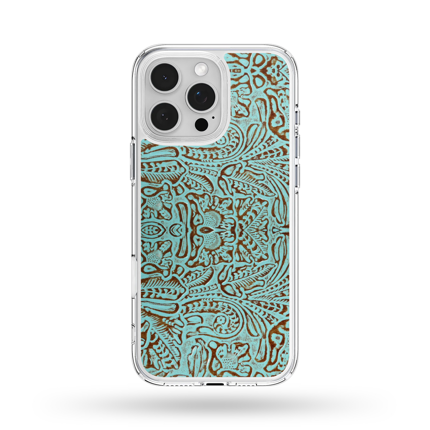 Teal Tooled Faux Leather Phone Case