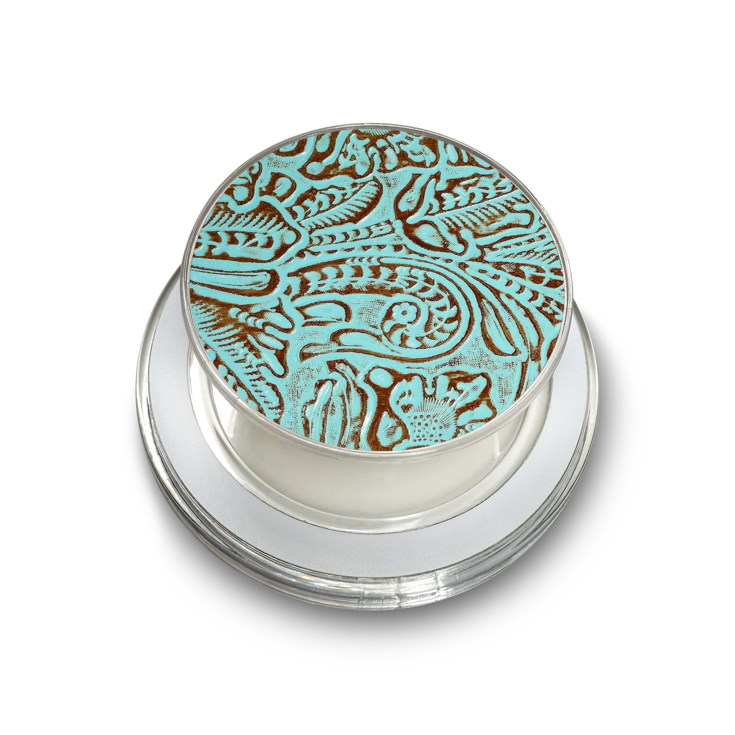 Teal Tooled Leather Magsafe Phone Grip