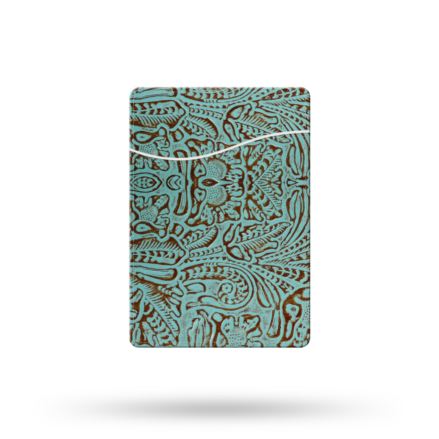 Teal Tooled Faux Leather MagSafe Wallet