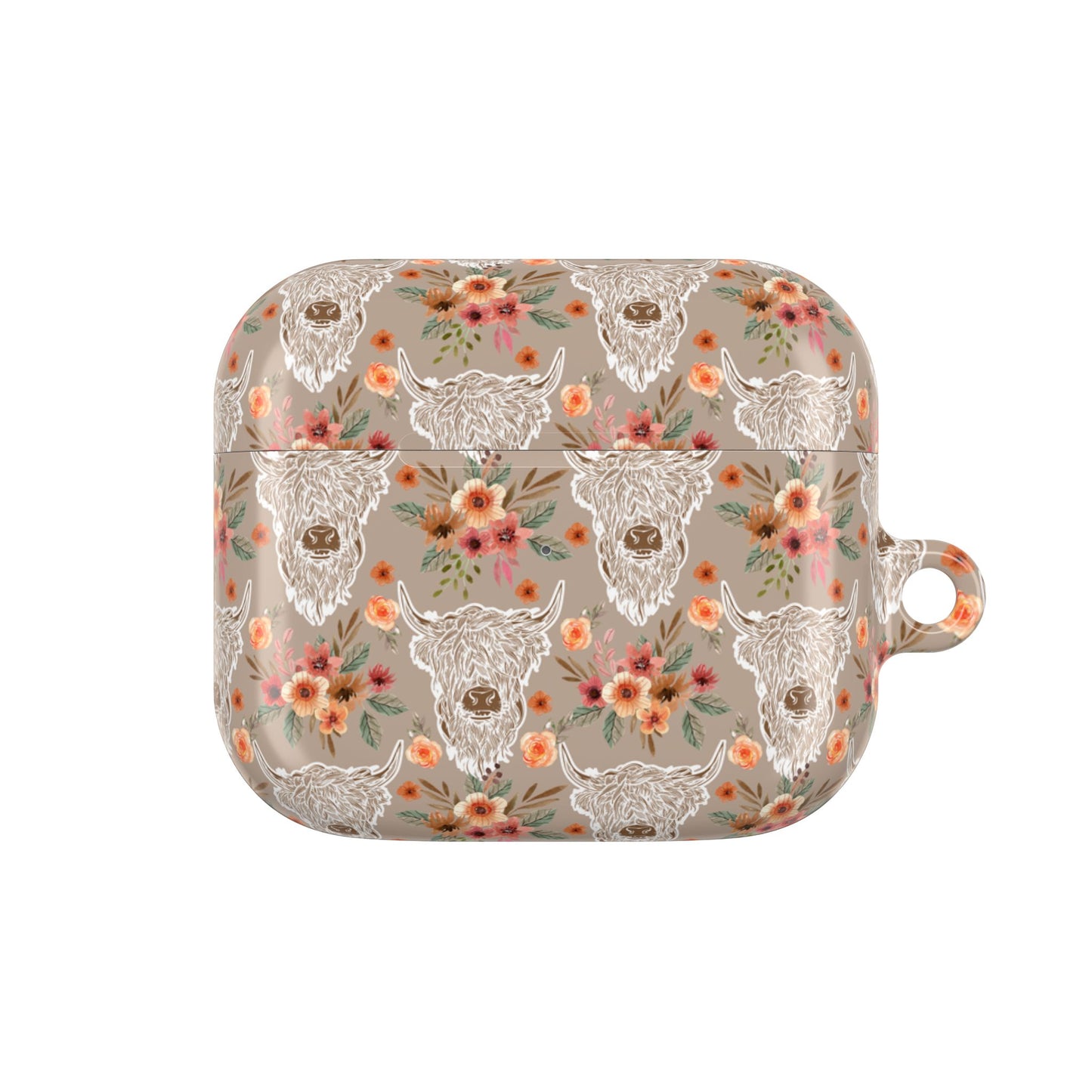 Floral Highland Cow Western Country AirPod Case