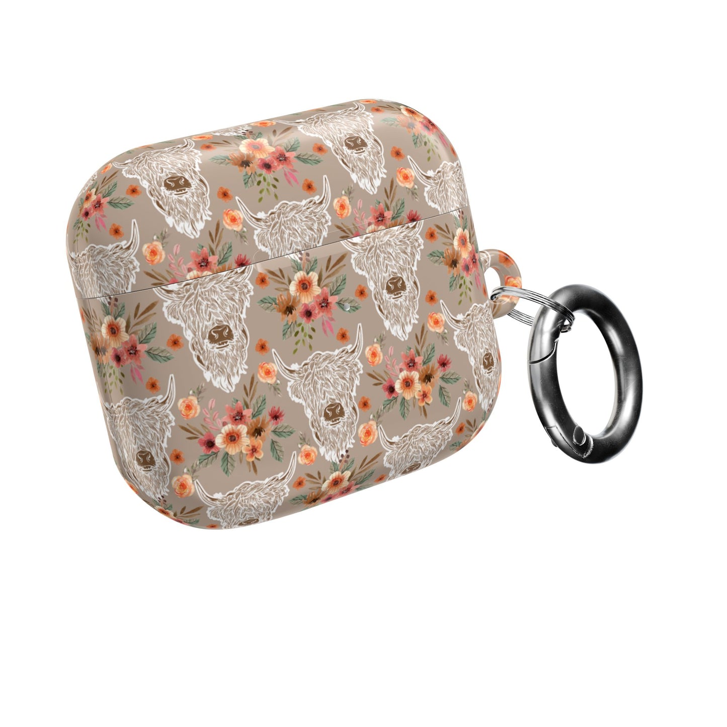 Floral Highland Cow Western Country AirPod Case