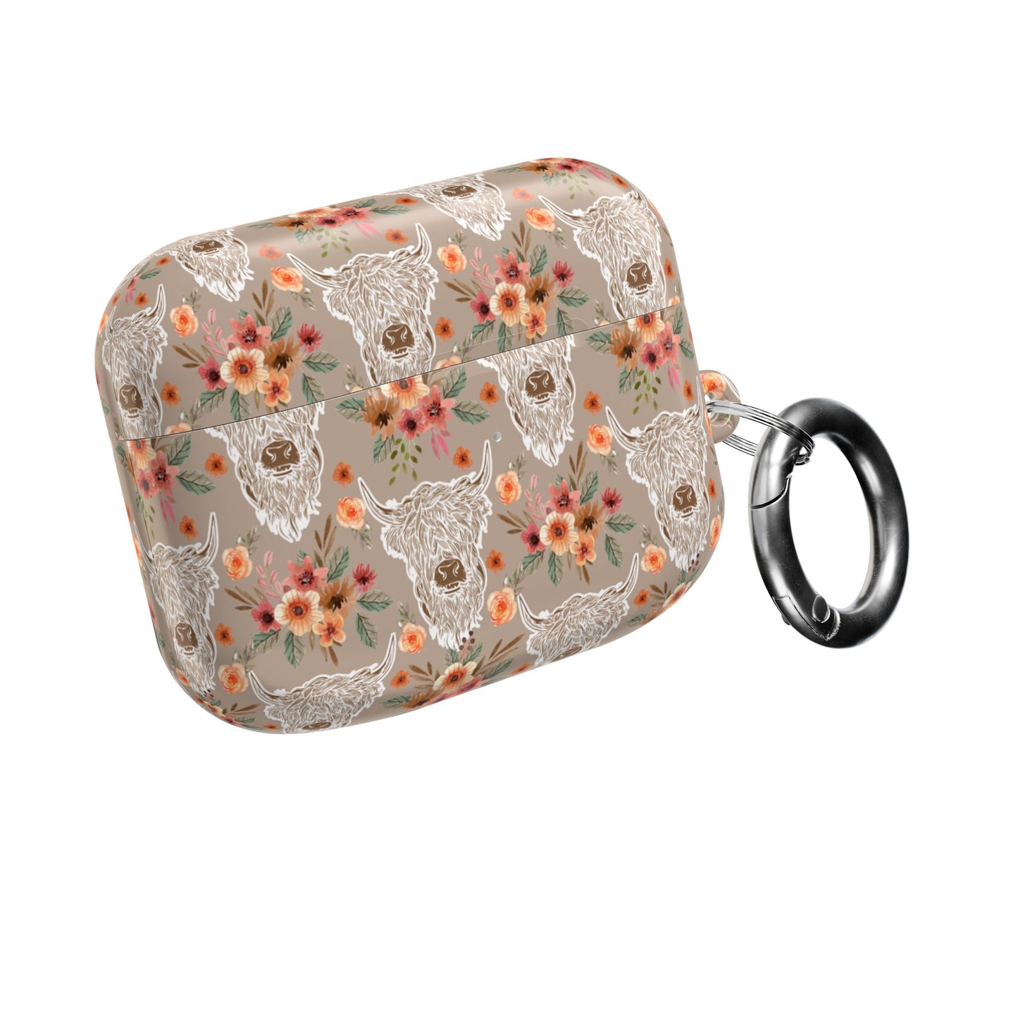 Floral Highland Cow Western Country AirPod Case