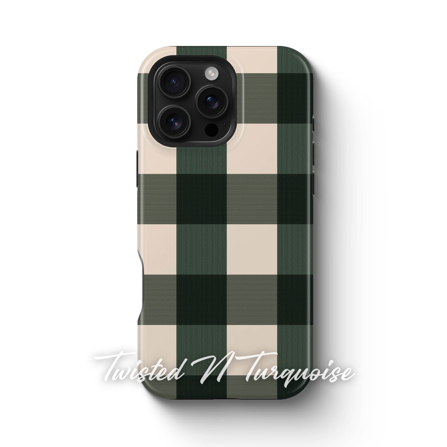Green Plaid Magnetic Tough Phone Case