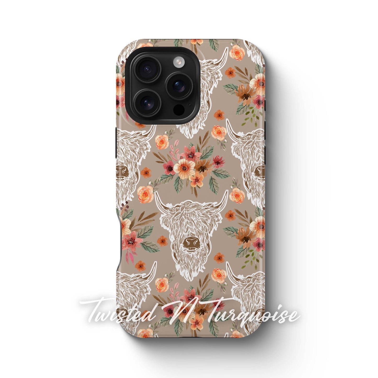 Neutral Boho Highland Cows Phone Case
