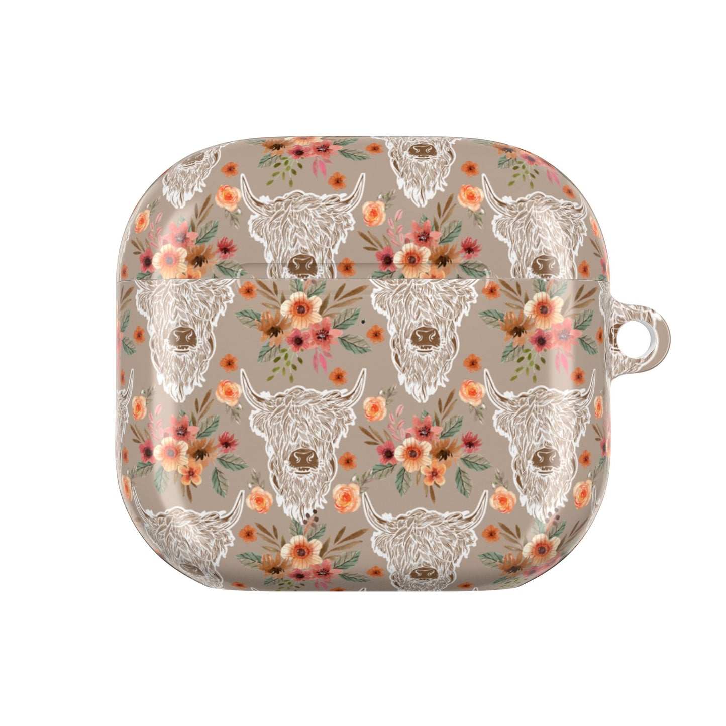 Floral Highland Cow Western Country AirPod Case