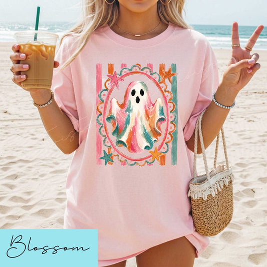 Bright Summer Ghost Halloween Unisex DTG T-shirt