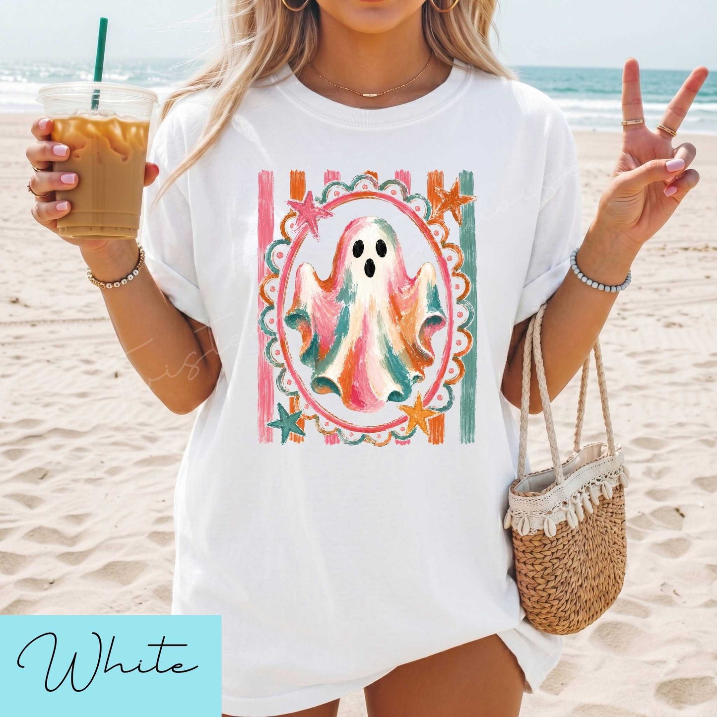 Bright Summer Ghost Halloween Unisex DTG T-shirt