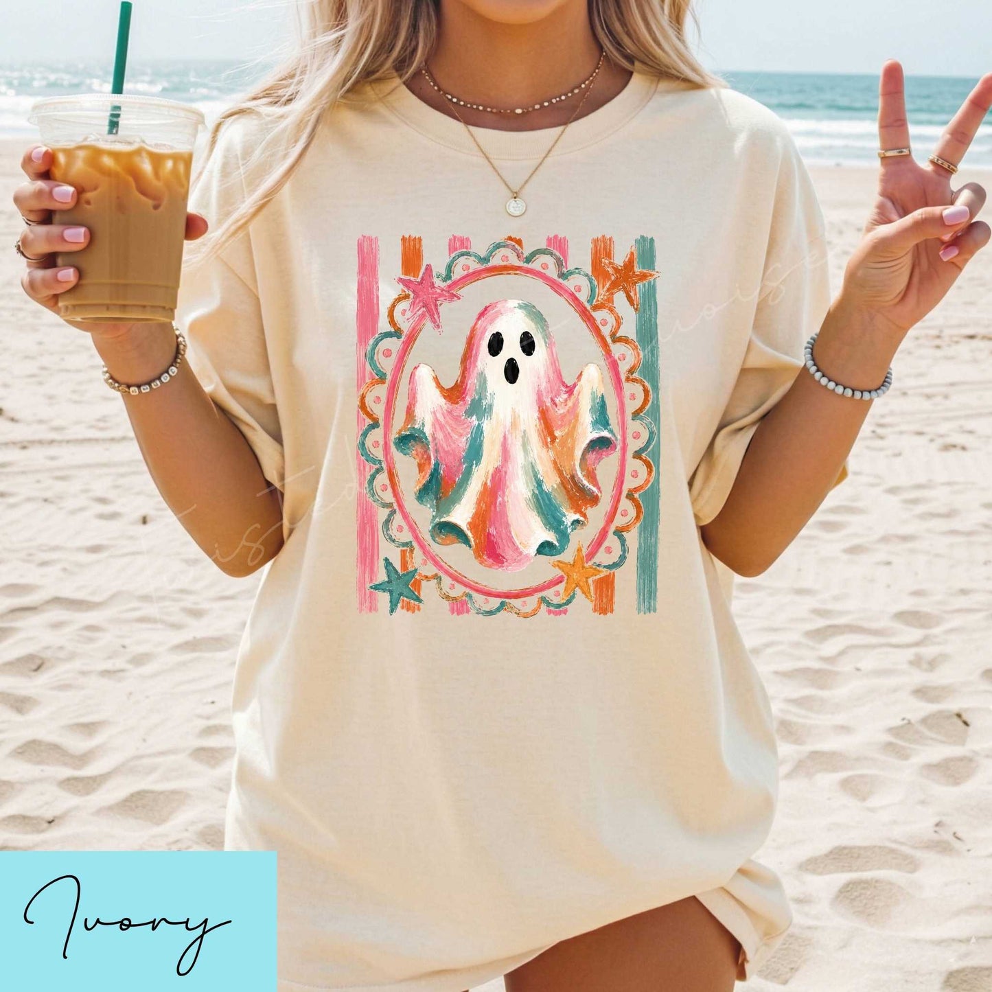 Bright Summer Ghost Halloween Unisex DTG T-shirt
