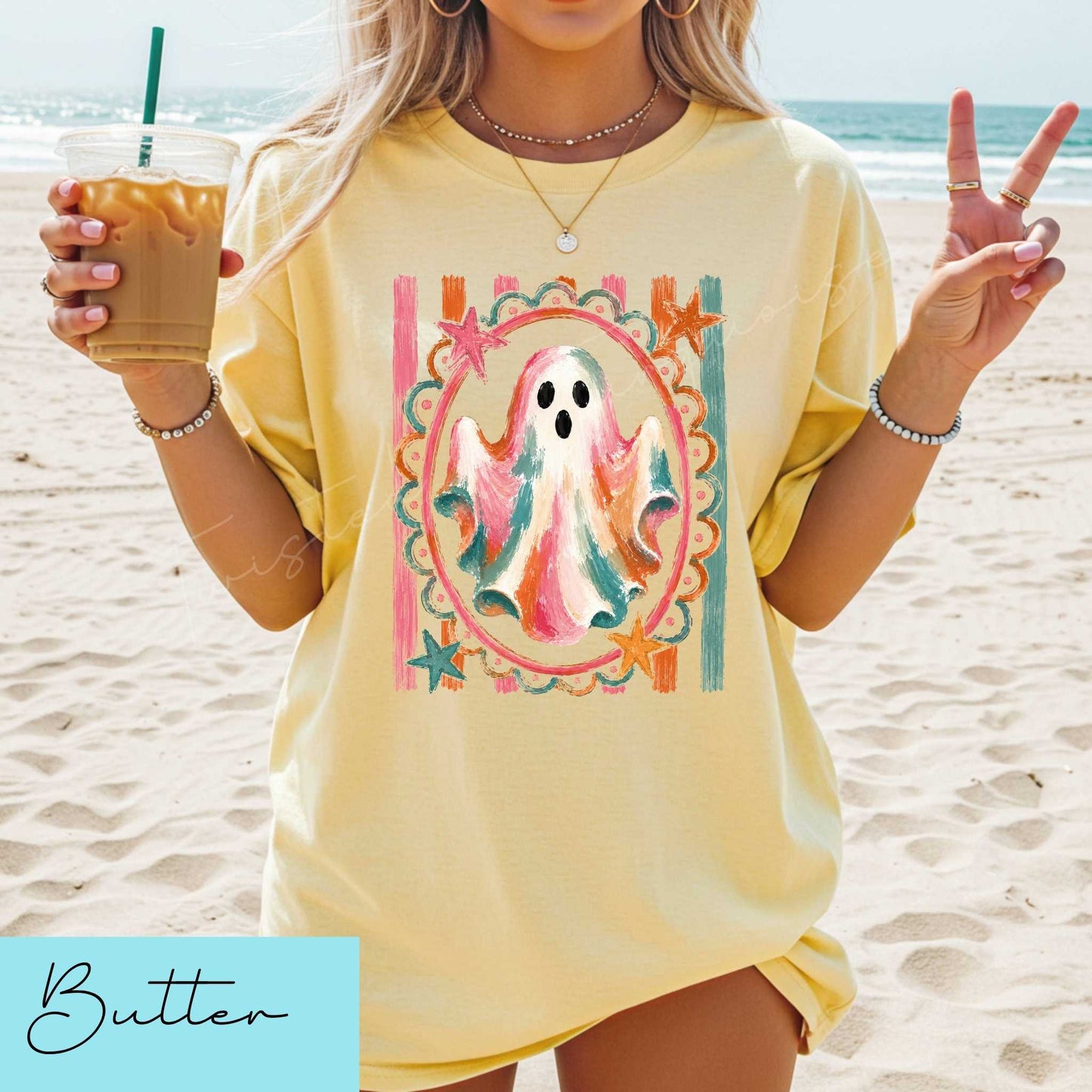 Bright Summer Ghost Halloween Unisex DTG T-shirt