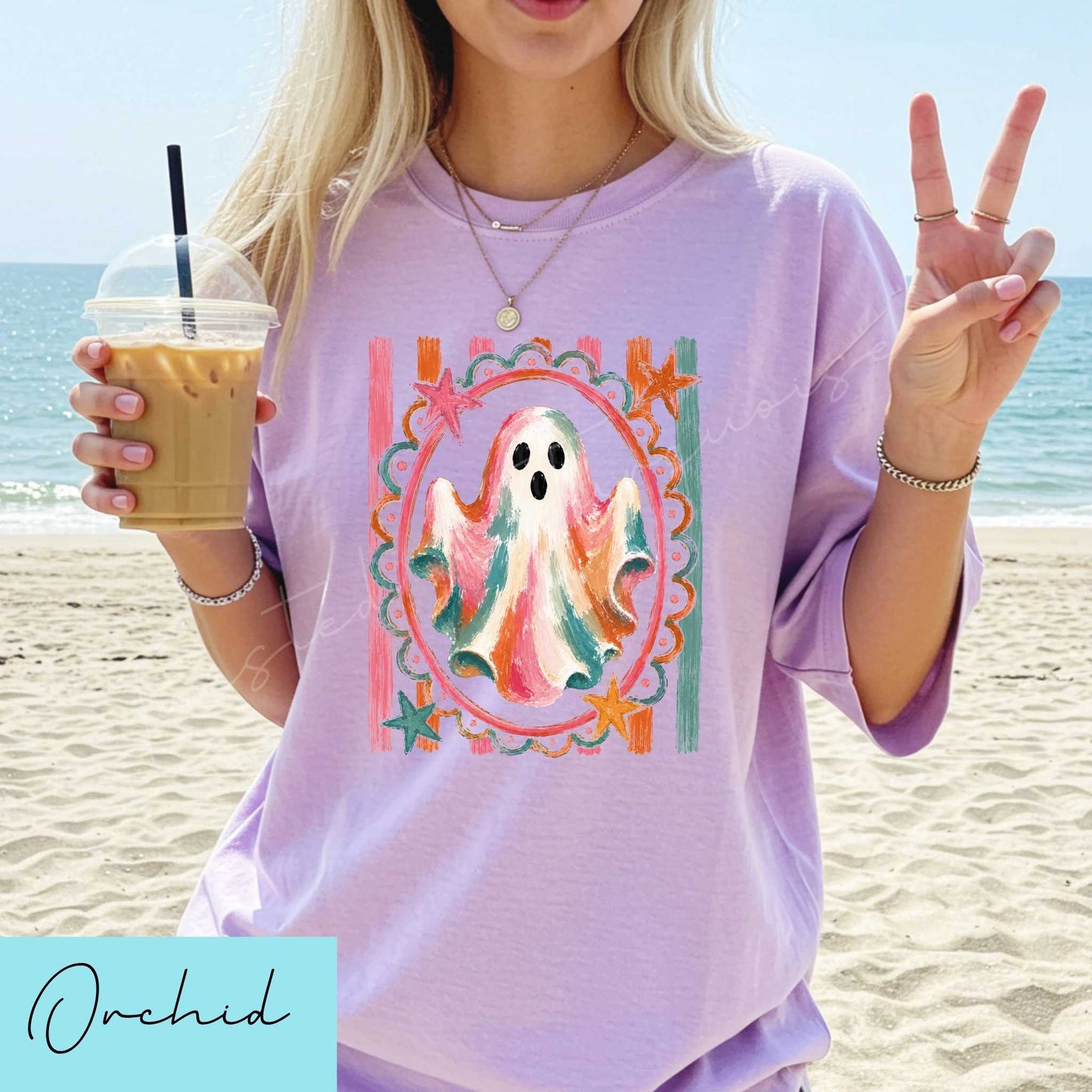 Bright Summer Ghost Halloween Unisex DTG T-shirt