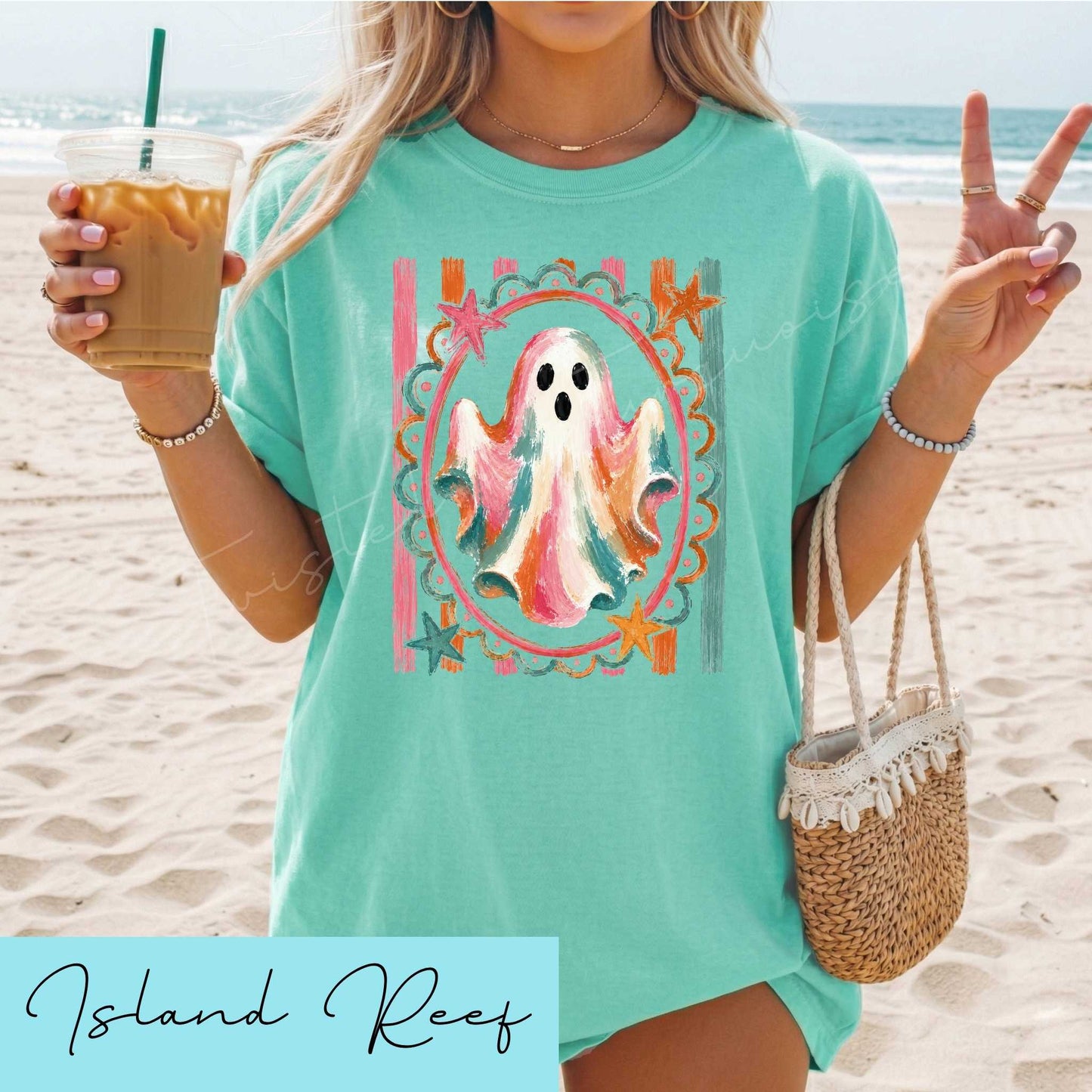 Bright Summer Ghost Halloween Unisex DTG T-shirt