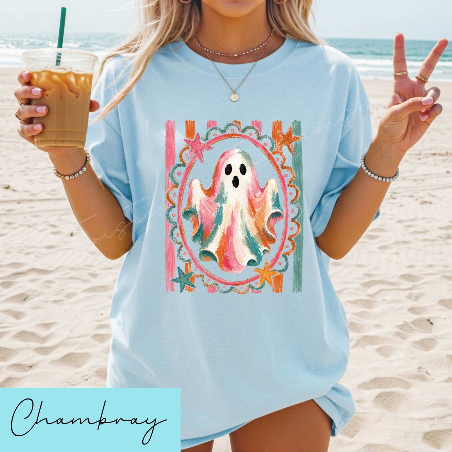 Bright Summer Ghost Halloween Unisex DTG T-shirt
