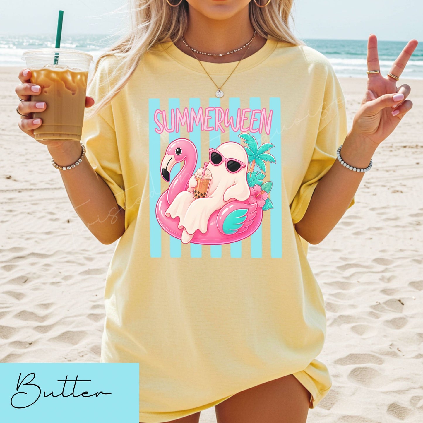 Summer Striped Ghost Halloween Unisex DTG T-shirt