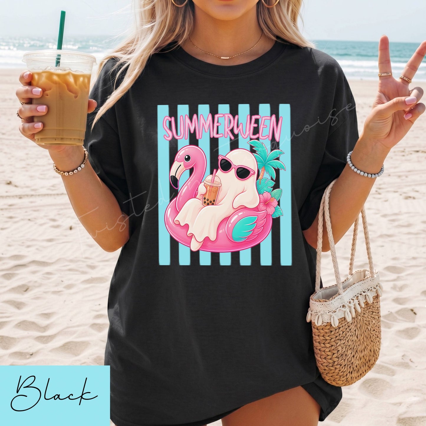 Summer Striped Ghost Halloween Unisex DTG T-shirt