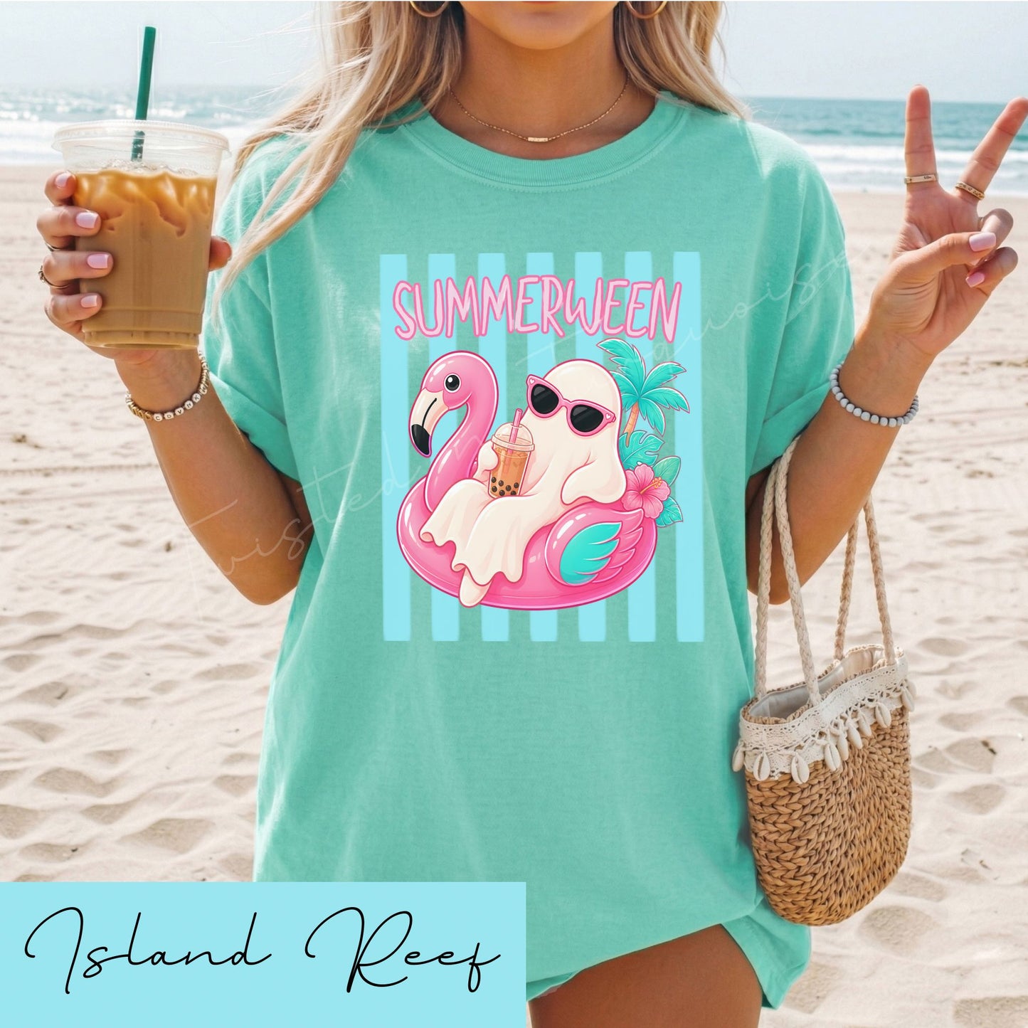 Summer Striped Ghost Halloween Unisex DTG T-shirt
