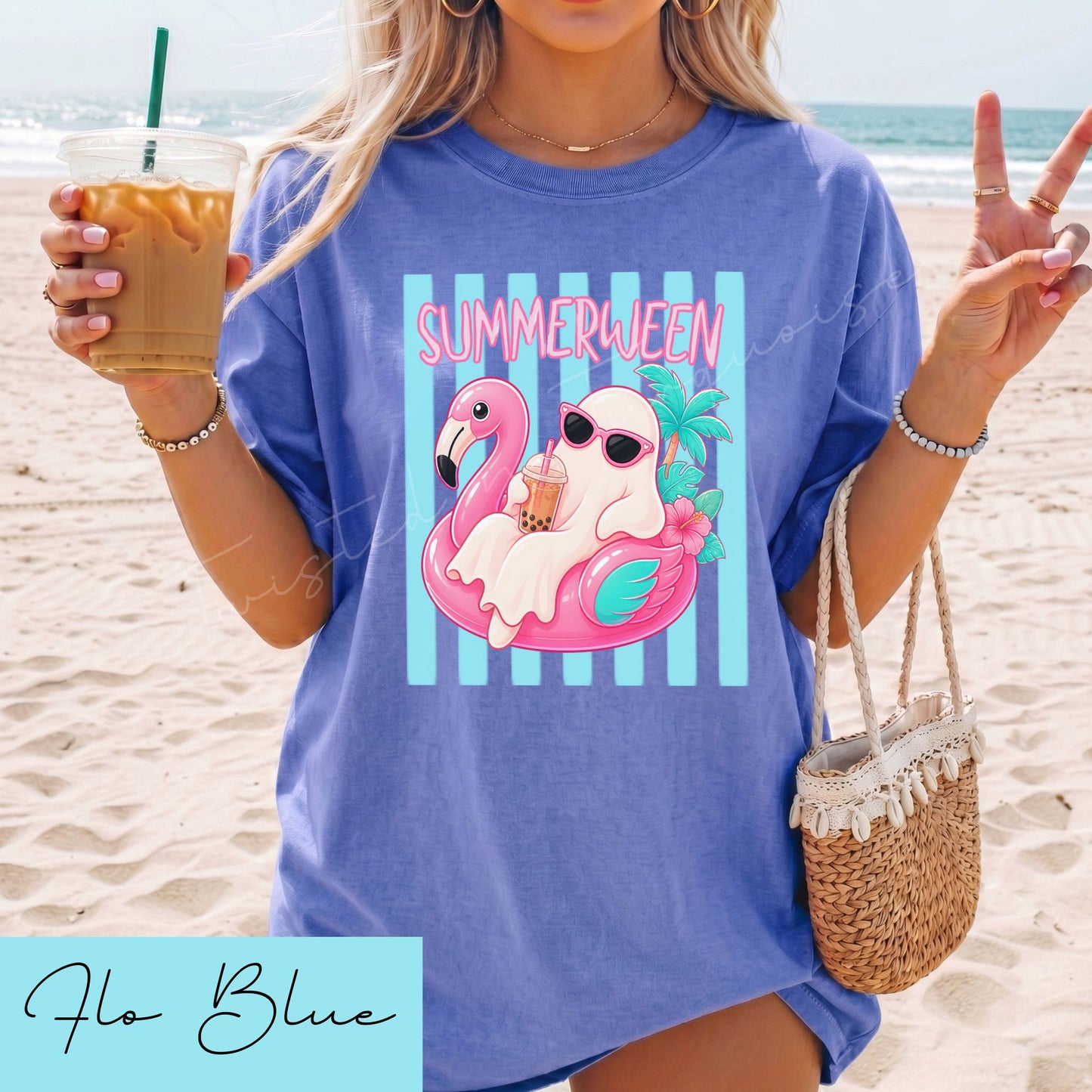 Summer Striped Ghost Halloween Unisex DTG T-shirt