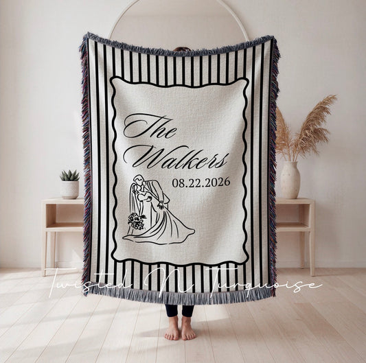 Custom Wedding Woven Blanket Keep Sake
