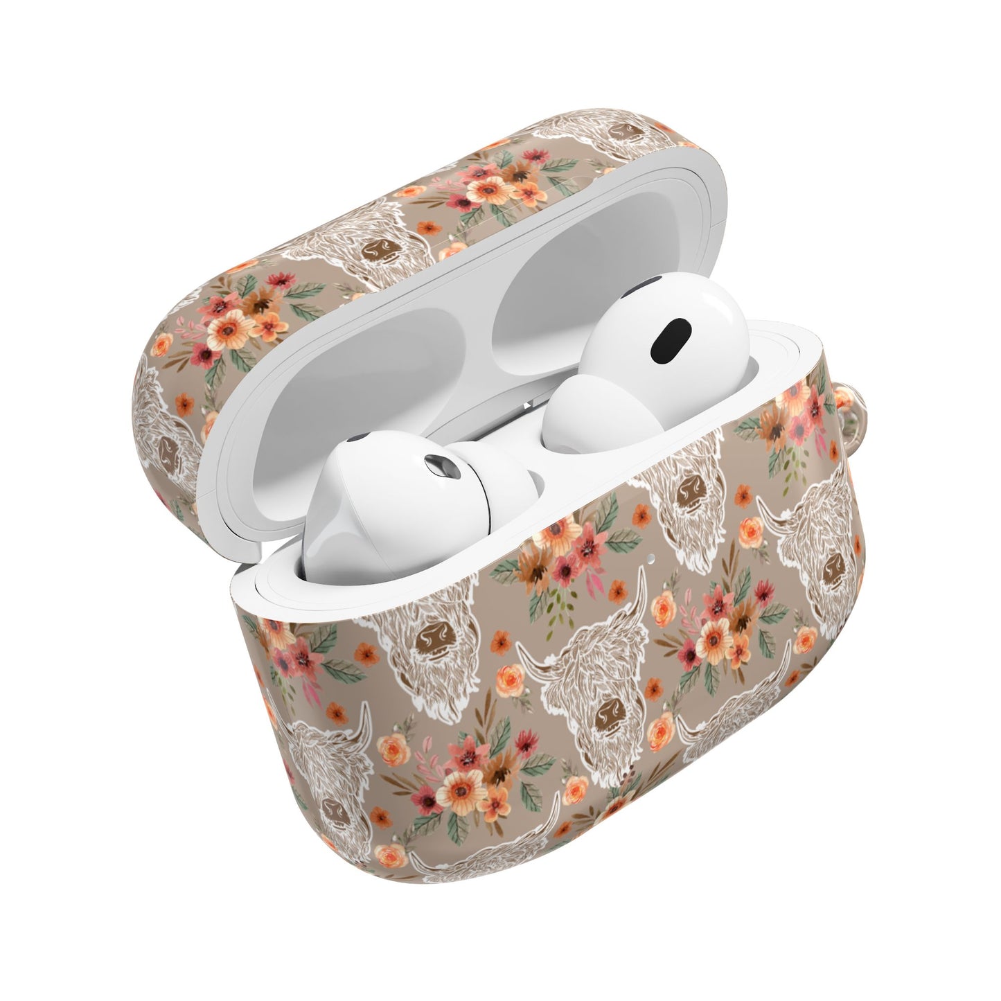 Floral Highland Cow Western Country AirPod Case