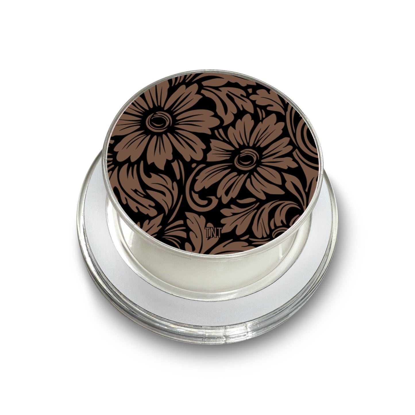 Faux Floral Tooled Leather Magnetic Phone Grip