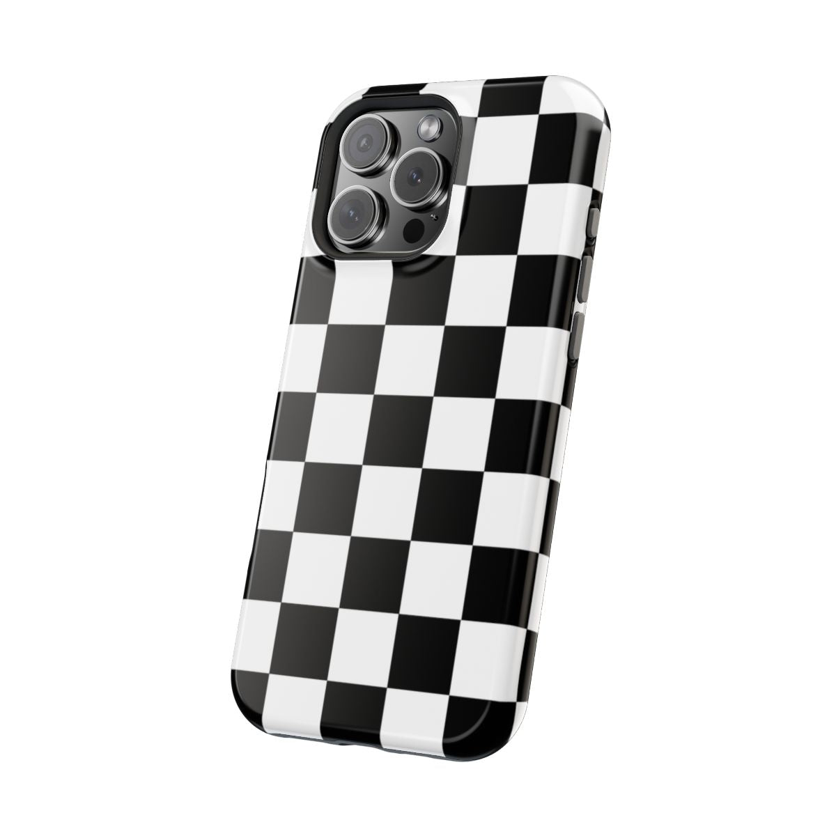 Black and White Checkered Boho Trendy Tough Magnetic Mobile Phone Case