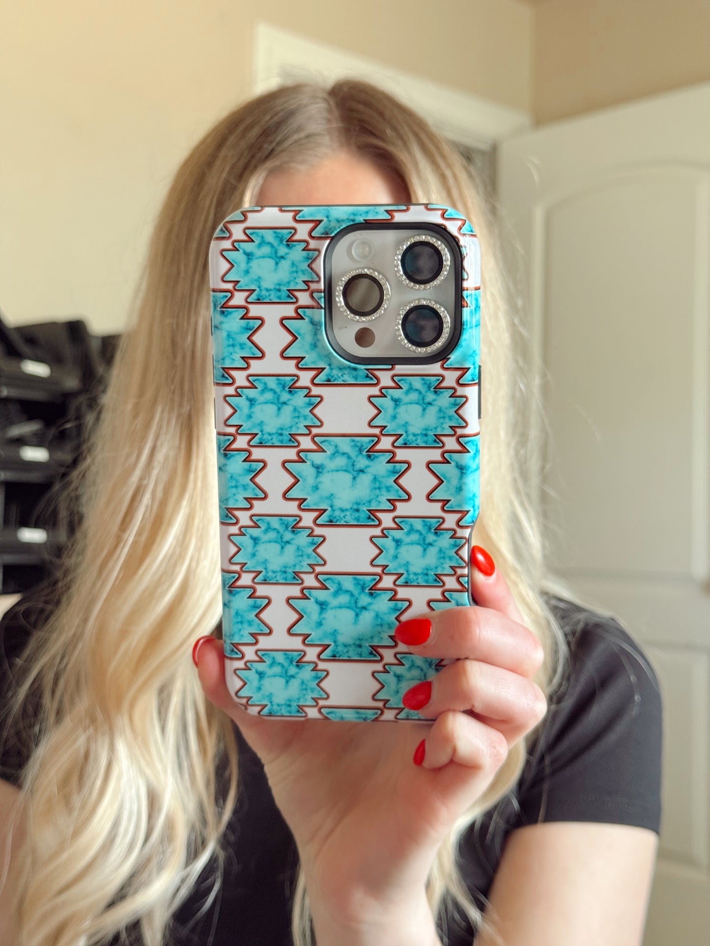 Turquoise Marble Aztec Western Tough Magnetic Mobile Phone Case