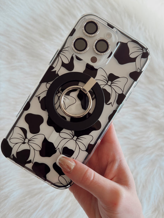 Clear Cowprint Bow MagSafe Phone Case