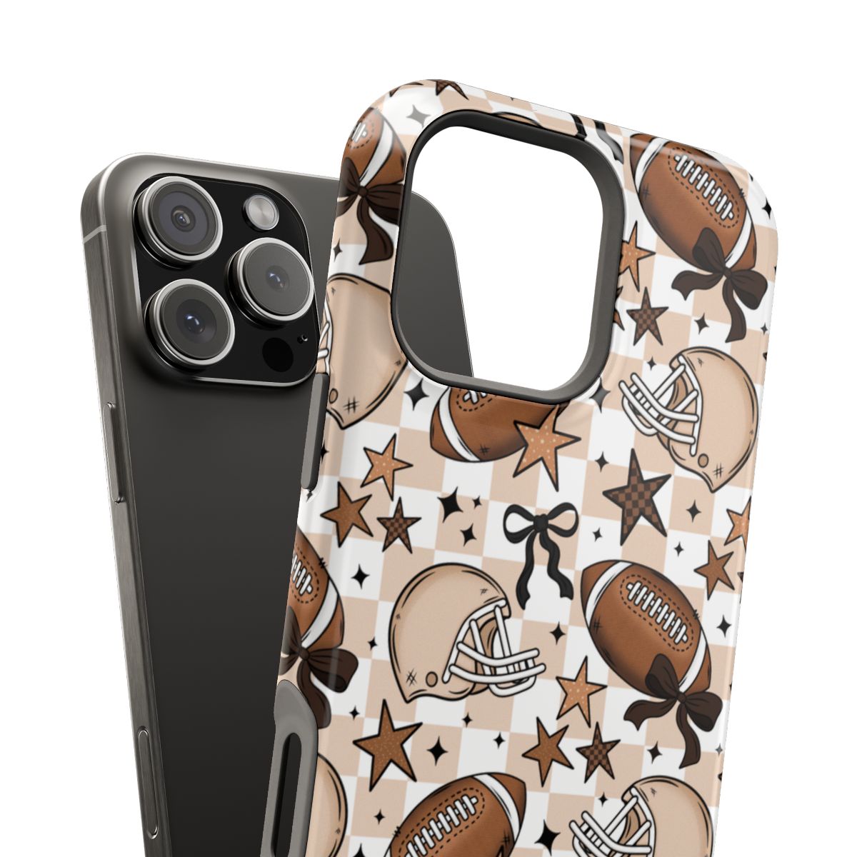 Girly Coquette Boho Checkered Football Tough Magnetic Mobile Phone Case