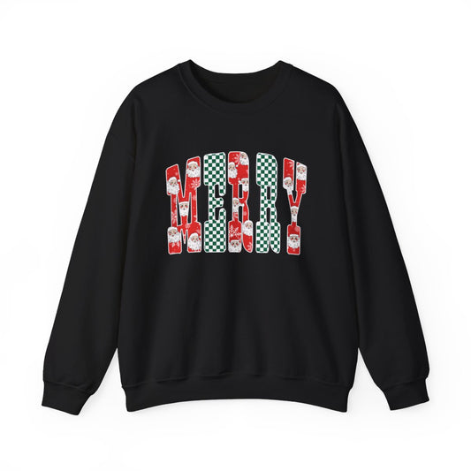 Trendy Merry Checkered Christmas Sweatshirt